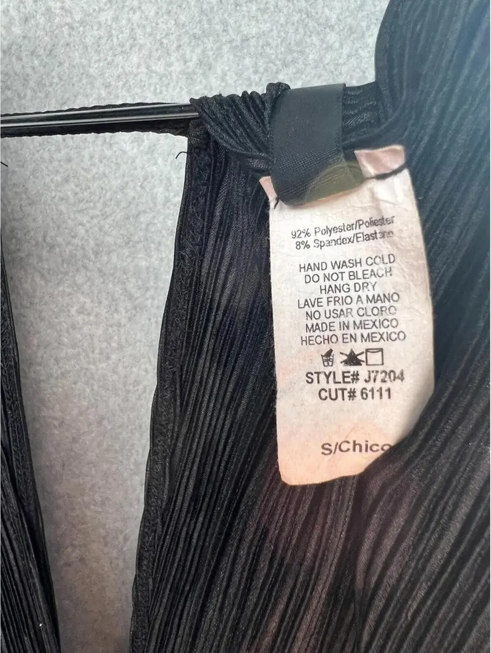 Black Plisse Pleated Wide-Leg Jumpsuit S Sleeveless V-Neck Travel Boho Chic